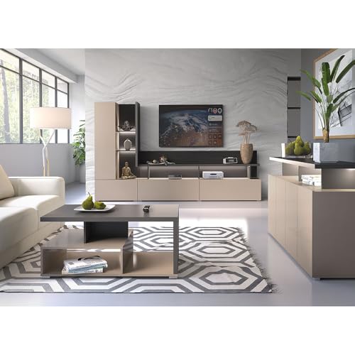 Lomadox Wohnzimmer Set grifflos in beige mit anthrazit Couchtisch Wohwand Sideboard Lomadox Wohnzimmer Set grifflos in beige mit anthrazit Couchtisch Wohwand Sideboard von Lomadox