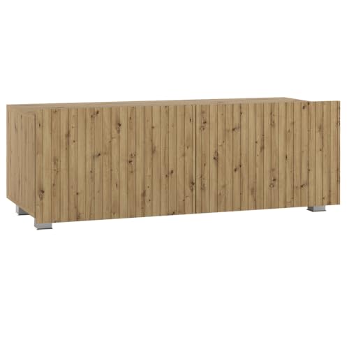 Lomadox Wohnzimmer TV-Board 100 cm Breite mit Rillenfront in Eiche, 2 Softclose-Türen wandhängend oder mit Füßen montierbar grifflos von Lomadox