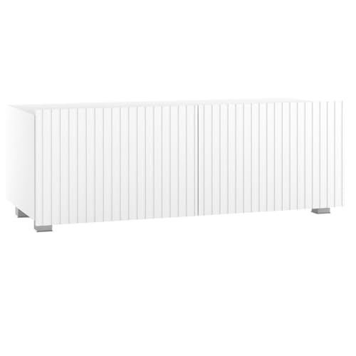 Lomadox Wohnzimmer TV-Board 100 cm Breite mit Rillenfront in weiß matt mit 2 Softclose-Türen wandhängend oder mit Füßen montierbar grifflos Lomadox Wohnzimmer TV-Board 100 cm Breite mit Rillenfront in weiß matt mit 2 Softclose-Türen wandhängend oder mit Füßen montierbar grifflos von Lomadox