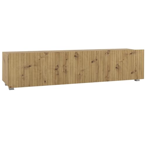 Lomadox Wohnzimmer TV-Board 150 cm Breite mit Rillenfront in Eiche, 3 Softclose-Türen wandhängend oder mit Füßen montierbar grifflos Lomadox Wohnzimmer TV-Board 150 cm Breite mit Rillenfront in Eiche, 3 Softclose-Türen wandhängend oder mit Füßen montierbar grifflos von Lomadox