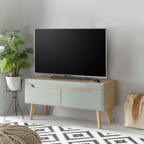 Lomadox Wohnzimmer TV-Lowboard, Fernsehtisch, 107cm, in Grün Matt mit Eiche von Lomadox