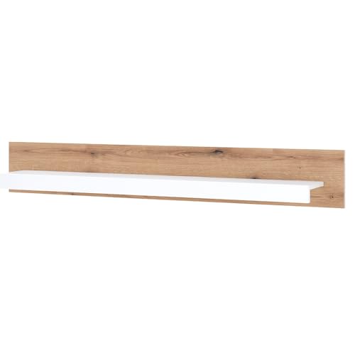 Lomadox Wohnzimmer-Wandregal 150 cm breit Wandboard, Hängeregal, Regalbrett, Schweberegal, Wandablage in Eiche mit weiß von Lomadox