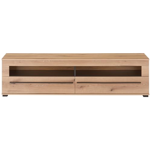 Lowboard 180 cm breit Fernsehschrank Wohnzimmerschrank in Eiche mit 2 Schubladen und Softclose-Funktion von Lomadox