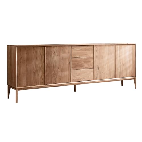 Massivholz Sideboard Anrichte Kommode Schrank Eiche massiv geölt Massivholz 4 Türen 3 Schubladen Push-to-Open 221,6x81,9x41,5 cm von Lomadox
