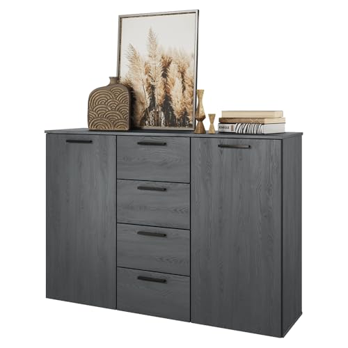 Schlafzimmer Kommode Sideboard 132 cm breit, Eiche Carbon von Lomadox