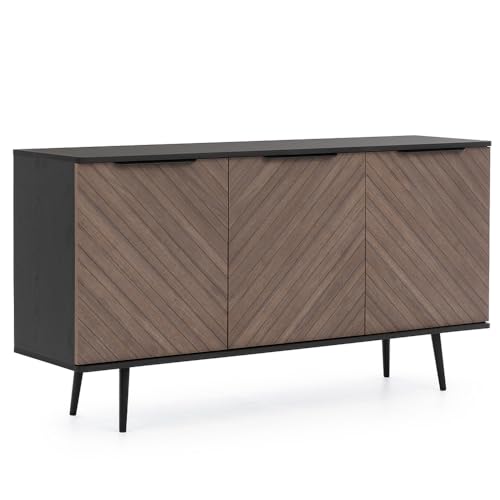 Sideboard Kommode 150cm in Graphit und braun mit Holzoptik von Lomadox