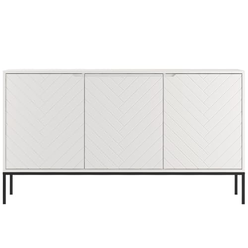 Sideboard Kommode Anrichte Aufbewahrungsschrank Mehrzweckschrank ca. 151 cm breit modern in weiß matt mit Fischgrät Dekor von Lomadox