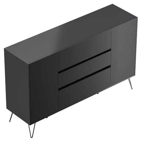 Sideboard Kommode mit 155 cm Breite in Graphit, mit 2 Türen und 3 Schubladen, Softclose & Push-to-Open, modern, grifflos von Lomadox