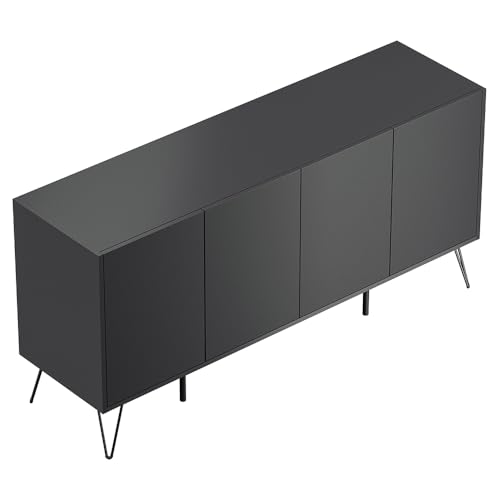Sideboard Kommode mit 155 cm Breite in Graphit, mit 4 Türen, Softclose & Push-to-Open, modern, grifflos von Lomadox