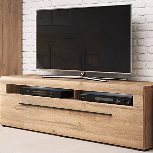 TV Lowboard 140 cm breit Eiche Grandson Nb. mit LED Beleuchtung, B/H/T: ca. 140/52/50 cm von Lomadox