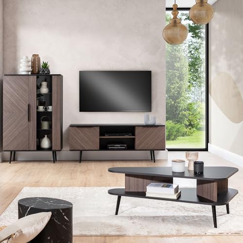 Wohnmöbel Set Wohnwand in Graphit mit braun 3-teilig | 1 Highboard, 1 Lowboard, 1 Couchtisch Wohnmöbel Set Wohnwand in Graphit mit braun 3-teilig | 1 Highboard, 1 Lowboard, 1 Couchtisch von Lomadox