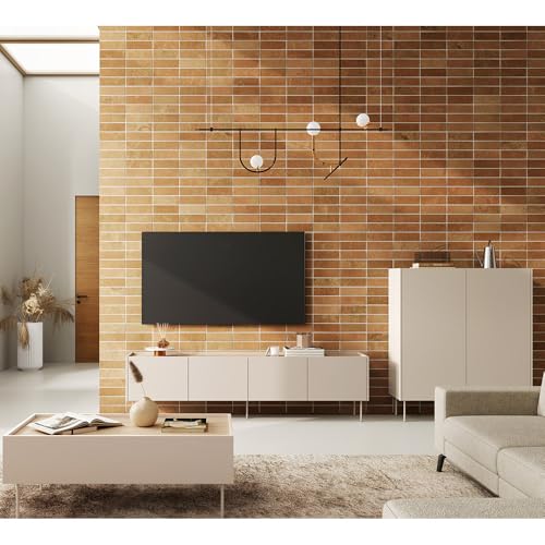 Wohnmöbel Set Wohnwand in Kaschmir mit Eiche, 3-teilig mit Couchtisch, Highboard, Lowboard, modern, grifflos von Lomadox
