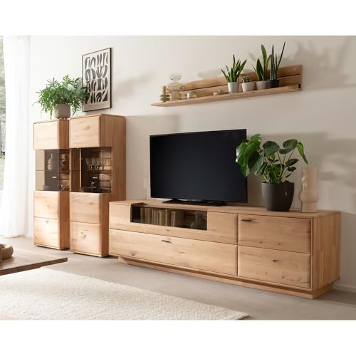 Wohnwand Wohnmöbel Set in Eiche massiv geölt 4-teilig, 2 Highboards, 1 Wandboard, 1 Lowboard Wohnwand Wohnmöbel Set in Eiche massiv geölt 4-teilig, 2 Highboards, 1 Wandboard, 1 Lowboard von Lomadox