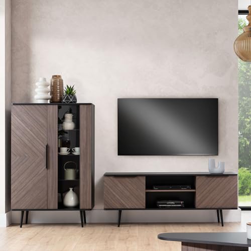 Wohnwand Wohnmöbel Set in Graphit mit braun 2-teilig | 1 Highboard, 1 Lowboard Wohnwand Wohnmöbel Set in Graphit mit braun 2-teilig | 1 Highboard, 1 Lowboard von Lomadox