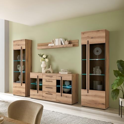 Wohnwand Wohnzimmer-Set 4-teilig mit Sideboard, Lowboard & 2 Vitrinen inkl. LED Beleuchtung Wohnwand Wohnzimmer-Set 4-teilig mit Sideboard, Lowboard & 2 Vitrinen inkl. LED Beleuchtung von Lomadox
