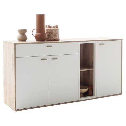 Wohnzimmer Esszimmer Sideboard Kommode 124cm breit Eiche weiß, modern von Lomadox