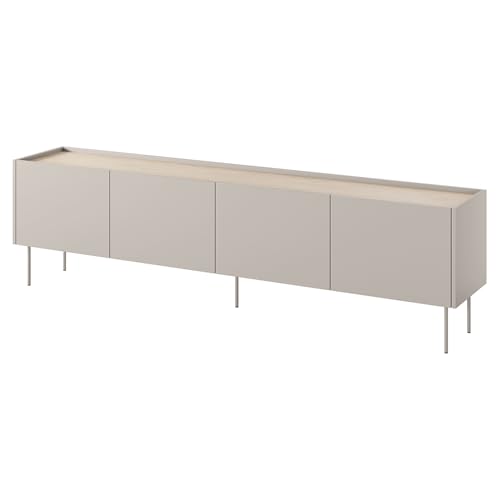 Wohnzimmer Lowboard Fernsehschrank mit 220 cm Breite in Kaschmir und Eiche, mit 4 Türen, modern, grifflos, Softclose Wohnzimmer Lowboard Fernsehschrank mit 220 cm Breite in Kaschmir und Eiche, mit 4 Türen, modern, grifflos, Softclose von Lomadox