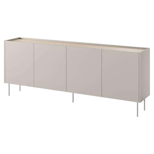 Wohnzimmer Sideboard Kommode mit 220 cm Breite in Kaschmir und Eiche, mit 4 Türen, modern, grifflos, Softclose Wohnzimmer Sideboard Kommode mit 220 cm Breite in Kaschmir und Eiche, mit 4 Türen, modern, grifflos, Softclose von Lomadox