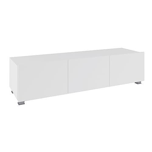 Wohnzimmer TV Lowboard mit 3 Türen, stehend oder hängend, in weiß Hochglanz, B/H/T ca. 150/37/43 cm Wohnzimmer TV Lowboard mit 3 Türen, stehend oder hängend, in weiß Hochglanz, B/H/T ca. 150/37/43 cm von Lomadox