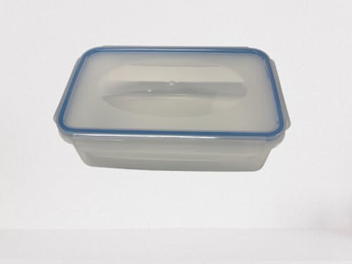 Lomatek Frischhaltedose 1,2l mit Deckel und Dichtung, Kunststoff (PP) BPA-frei, transparent/blau Klickverschluß von Lomatek