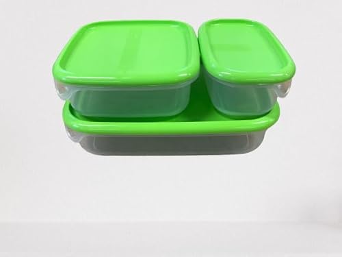 Lomatek Gefrierdose Frischhaltedose 3er Set 2l, 1l, 0,5l mit Deckel, Kunststoff (PP) BPA-frei, transparent/grün von Lomatek