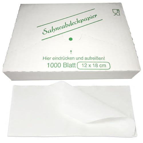 Lomatek Sahneabdeckpapier 12x18cm - 1000 Blatt, Trennpapier für Feingebäck, Gebäckpapier, Torten & Kuchenabdeckpapier für Kuchen & Torten, verhindert Austrocknen & Zusammenkleben, gewachst, weiß von Lomatek