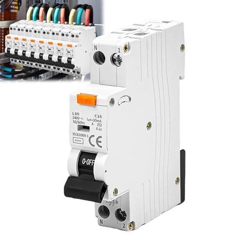 FI/LS-Schalter, 30mA Fehlerstromschutzschalter, FI-Schalter mit RCBO 16Amp Nennstrom RCD-geschützter Leistungsschalter, 230V, Typ A, 1P+N,DIN-Schienen-Montage,Kurve C FI/LS-Schalter, 30mA Fehlerstromschutzschalter, FI-Schalter mit RCBO 16Amp Nennstrom RCD-geschützter Leistungsschalter, 230V, Typ A, 1P+N,DIN-Schienen-Montage,Kurve C von Lomhyve