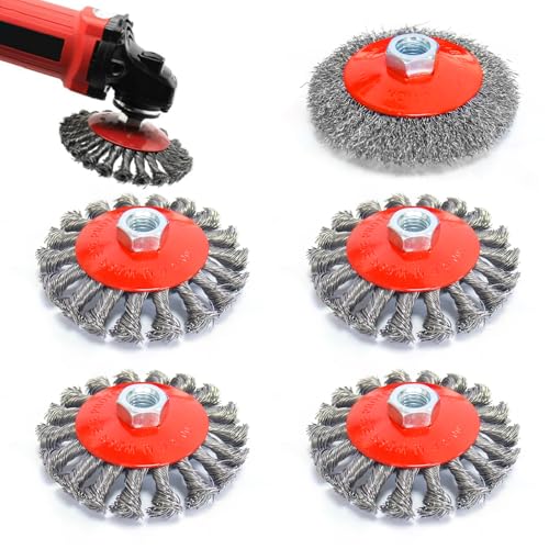 Drahtbürste für Winkelschleifer, Winkelschleifer Zubehör, radnabenschleifer Durchmesser 75mm und 100mm, Mit M14 Modelle für Bohrmaschine Polier, Schleifen, Entrosten, Entgraten (5) von Lomhyve
