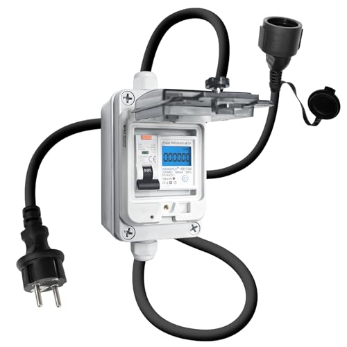 Mobiler Digitaler Stromzähler mit CEE Stecker/Kupplung, IP67 Wasserdicht, 16A 400V 3-Phasen, Industriestecker LED-Stromzähler mit Leckschutzschalter von Lomhyve