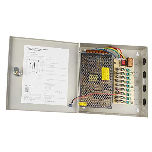 New Lon0167 DC 12V Vorgestellt 15A 180W 9-Kanal-Ausgang zuverlässige Wirksamkeit CCTV Distributed Power Supply Box Key Lock für Überwachungskamera(id:24b f1 23 959) von Lon0167