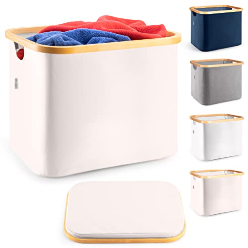 Lonbet – Elegante Aufbewahrungsbox Beige – Großer und vielseitiger Wäschekorb – Antibakterielle Aufbewahrung für Bad, Kleidung, Spielzeug – Badezimmer Organizer – 50 L von Lonbet