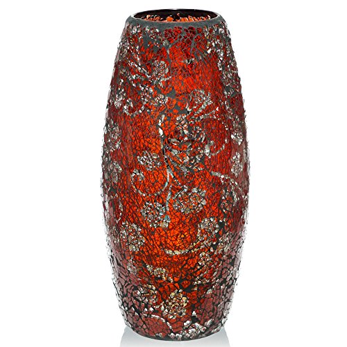 Dekorative glitzernden Sparkled Mosaik Blumen Vase Geschenk, Glas Height 30cm* Diameter 8 cm (Rote Rose) von London Boutique