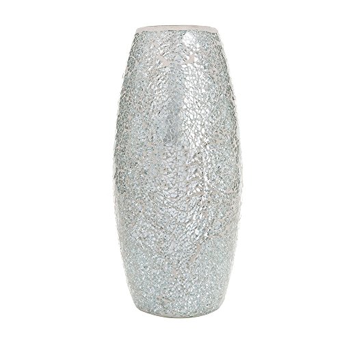 Dekorative glitzernden Sparkled Mosaik Blumen Vase Geschenk, Glas Height 30cm* Diameter 8 cm (Silber) von London Boutique