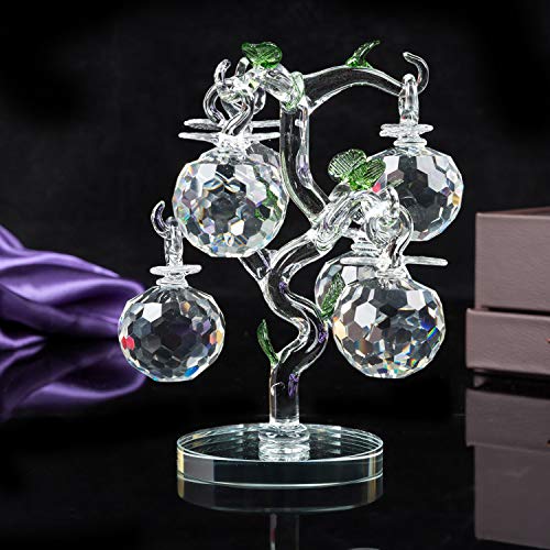 London Boutique Dekorative Kristall Glas Apple Baum 6 Crystal Clear buntenÄpfel Geschenkartikel Geschenk Blau Geschenk-Box, Kristall, Mehrfarbig, 1 Stück (farblos) von London Boutique