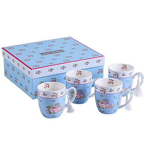 London Boutique K414 Set von 4 Tassen, Geschenk-Set, Rose Blau von London Boutique