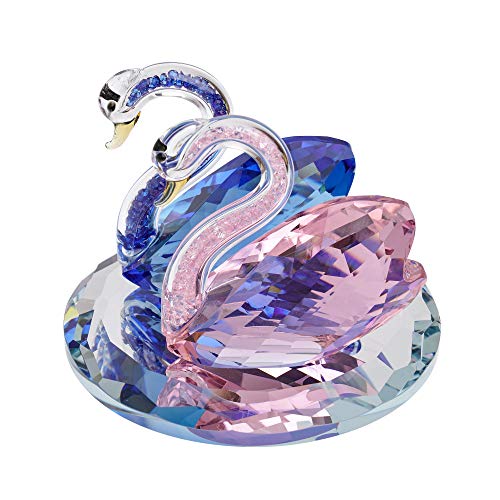 London Boutique Kristallglas in Schwanenform, Blau / Rosa, Geschenk für Paare, Jahrestage, in weißer Geschenkbox von London Boutique