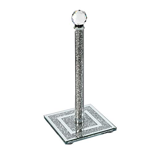 London Boutique Küchenrollenhalter mit Kristallsteinen, freistehend, glitzernd, mit Diamantfüllung, quadratisch, 30 cm hoch, in Geschenkbox von London Boutique
