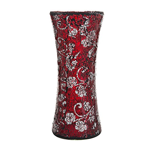 London Boutique Mosaik-Blumenvase, Dekoration, glitzernd, Zylinderform (Zylinder Rot) von London Boutique