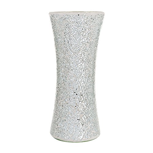 London Boutique Mosaik-Blumenvase, Dekoration, glitzernd, Zylinderform (Zylinder Silber) von London Boutique