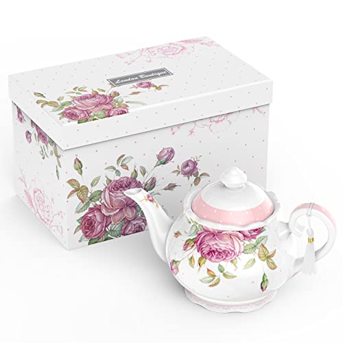 Teekannen, große Teekanne, Milchkännchen, Zuckerdoon, Teekannen-Set, Teekannen-Set, Vintage-Flora-Geschenkbox, 1300 ml (nur Teekanne) von London Boutique