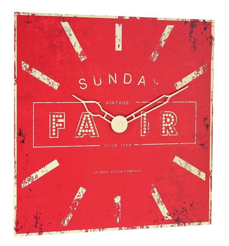 London Clock Wanduhr FAIR blau oder rot quadratisch 45 x 45 cm von London Clock
