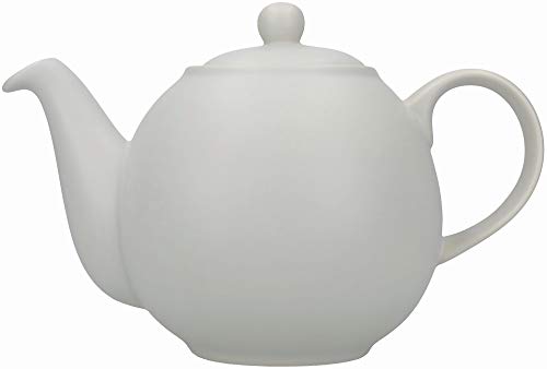 KitchenCraft London Pottery Globe Teekanne mit Teesieb, Teeservice für losen Tee oder Teebeutel, Krug zum Servieren von Tee, Kanne mit Deckel, für 2 Tassen, Grau, Keramik, 900 ml von London Pottery