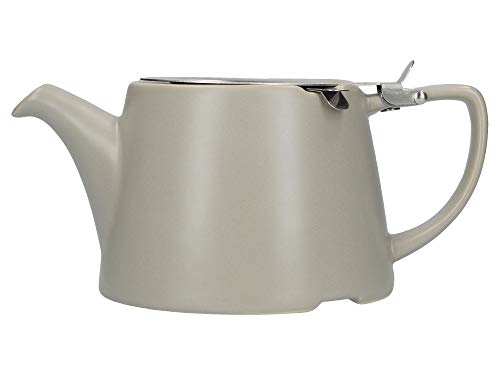 LONDON POTTERY, Satin Grau 43240 Ovale Teekanne mit Teesieb für losen Tee, Steingut von London Pottery