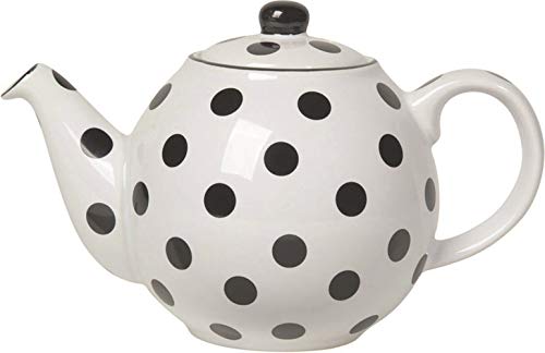 London Pottery Polka Dot Teekanne mit Sieb, weiß/schwarz, 2 Tassen (500 ml) von London Pottery