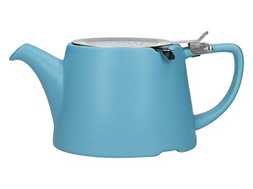 London Pottery Company 43220 Teekanne, oval, mit Sieb für losen Tee, Steinzeug, Steingut, Blau - Satin Blue, 3 Cup Loose Leaf Teapot von London Pottery