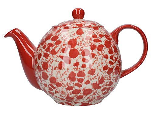 London Pottery Splash Globe Teekanne mit Sieb, Steingut, rot/weiß, 4 Tassen (900 ml) von London Pottery