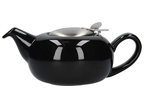 LONDON POTTERY Teekanne mit Teesieb für losen Tee, Steingut, 4 Tassen (1 l), schwarz glänzend, 4 Cup (1 Litre) von London Pottery