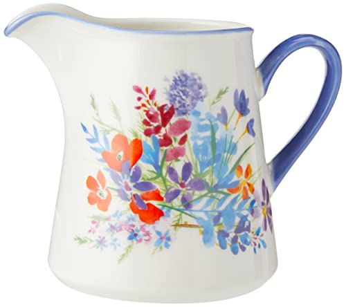 London Pottery Viscri Meadow Milchkännchen, Keramik, Mandel-Elfenbeinweiß/Kornblumenblau, 250 ml von London Pottery