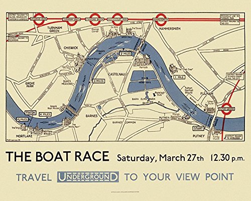 Transport London Boat Race Map 40 x 50 cm Leinwand Prints, Mehrfarbig von London Transport Museum