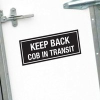 Cob in Transit Keep Back - Reiter Pferdeanhänger Vinyl Aufkleber Grafik von LondonDecal